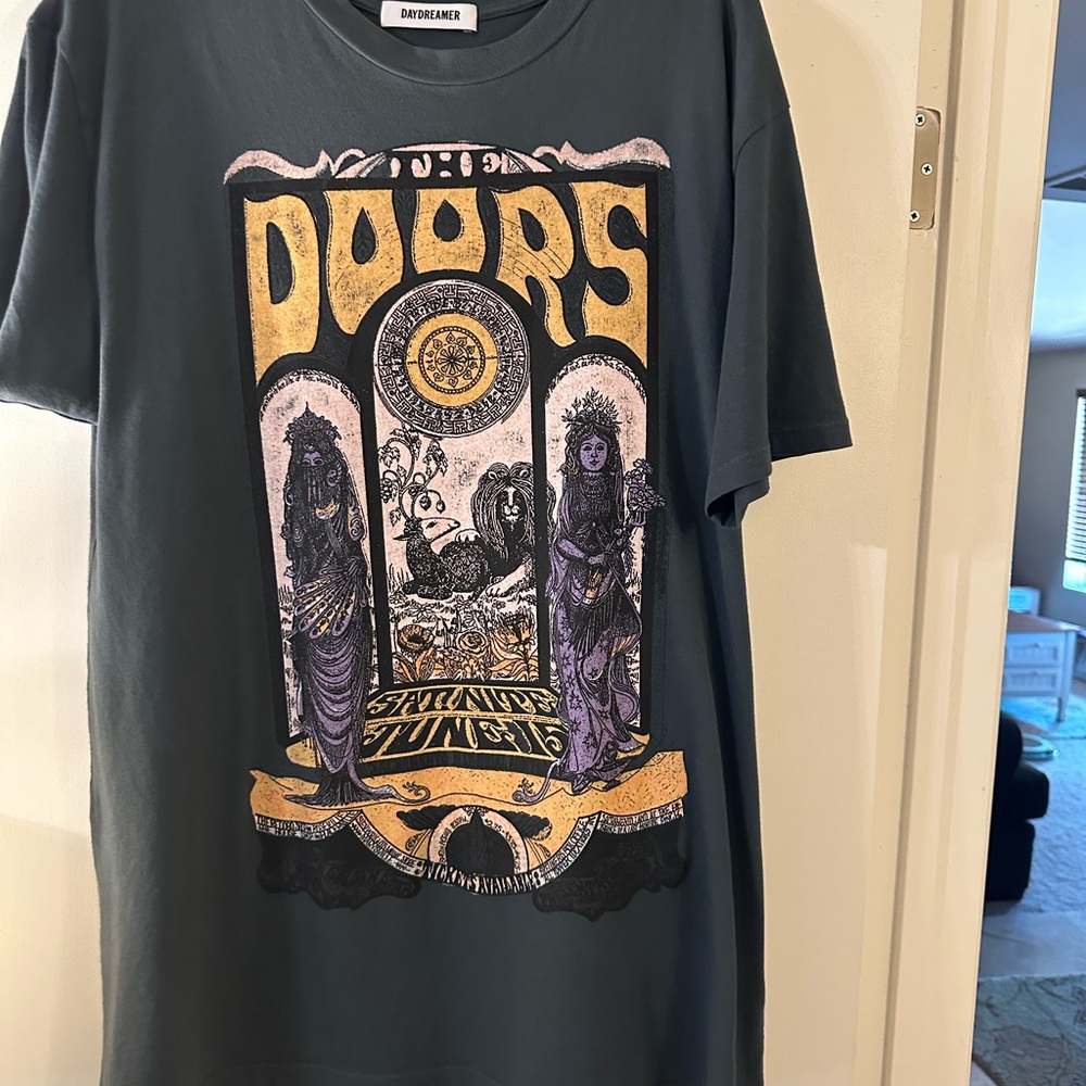 Daydreamer Charcoal Doors Tee with Pink Accents